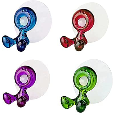 Zahnbürstenhalter mit Saugnapf für Zahnbürstenhalte Handtuchhaken Wandhaken mit Saugnapf Wiederverwendbare ,Bohrerfreier Steckhaken, Saughaken Extra Stark für Küche Badezimmer Zuhause 4PCS(4 Farbe)