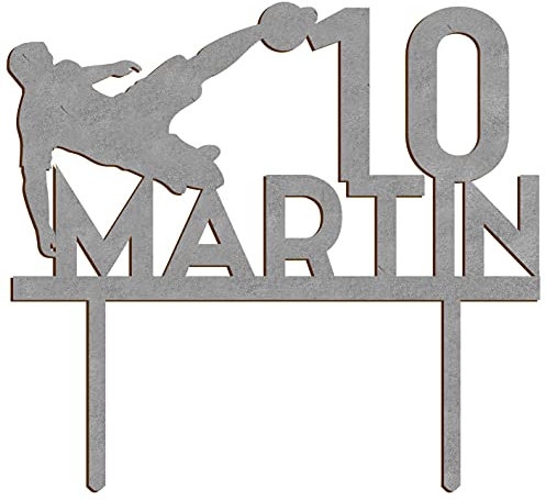 Geburtstag Personalisierte Topper Fußball Spieler Name 19x18cm Geburtstag Kuchen Dekoration (Silber)