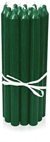 LUMELY dänische Premium Stabkerzen Grün Tannengrün, 12er Pack, Höhe 29cm, Ø 2,2cm, Brenndauer ca. 14 Stunden, zylindrische Leuchterkerzen, Deko Kerzen Set, Kerzen Skandinavisch