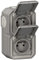 LEGRAND - Prise Etanche Double IP55 avec Terre Plexo - Prise 2P+T 16A Complète avec Volet - Pour Pose en Apparent - Montage Vertical - Fabriqué En France - Gris