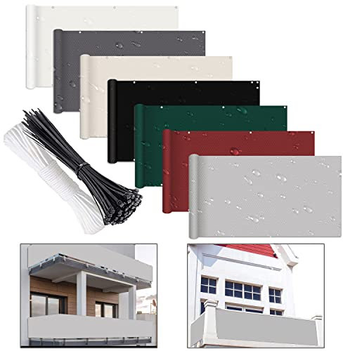 ELINHGO Balcon Brise Vue 70x1450cm, Brise Vue Balcon Tissu, imperméable à l'eau, Protection Contre Le Vent et Le Soleil, pour Jardin et Lieu de fête, Piscine, terrasse - Gris Clair