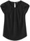 TASAMO Woman Shirts Basic Chiffon Round Neck Keyhole Back Pleated Casual Cap Sleeves Tee(Medium, Black)