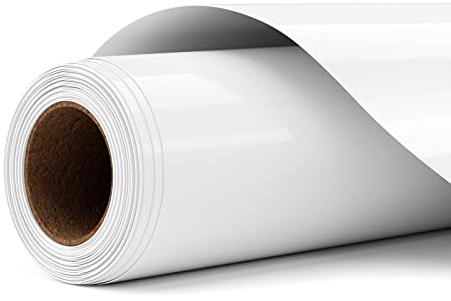 Asoway Vinilo Textil Termoadhesivo Blanco 30,5 X 305CM HTV Rollo de Transferencia de Calor Para DIY Camisetas, Bolsas, Sombreros y Otros Tejidos