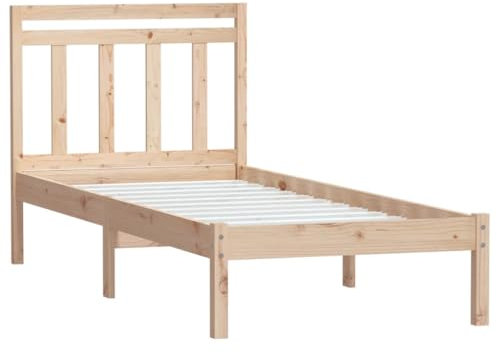 vidaXL Bed Frame, Platform Bed for Bedroom, Bed Base for Adults Kids, Mattress Foundation Wooden Bedstead, 75x190 cm Small Single Solid Wood