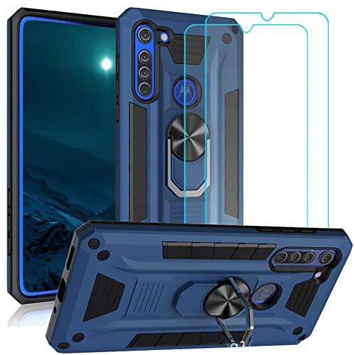 Ytaland Cover Compatibile con ZTE Blade A52, 2 Pezzi Pellicola Vetro Temperato, Grado Militare 360° Anello Supporto Case TPU Silicone Antiurto Custodiecolore: Blu reale