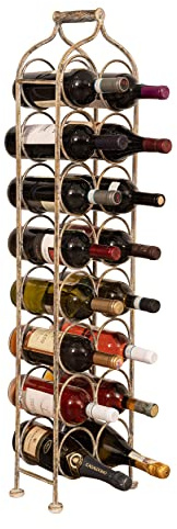 Biscottini Porte-bouteilles vin en fer forgé – Porte-bouteille eau et vin 105 x 25 x 15 cm – Porte-vin de sol capacité 16 bouteilles – Cave à vin – Porte-bouteilles vin en métal