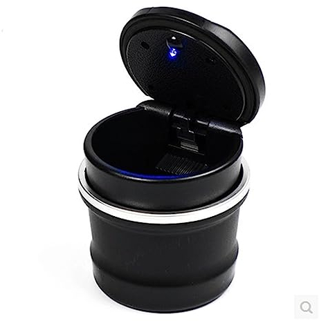 Auto-Mit Deckel Aschenbecher für V-W Polo V 6R VI,Easy Clean Autos Schenbecher,Aschenbechers für Autos Outdoor Camping Tragbarer Edelstahl Rauchfreien Aschenbechers,Black