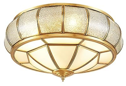Deckenlampe Antike Messing-Glas-Deckenleuchte Boho Stil Kuppel Kunst Deckenleuchte Close To Ceiling Light Fixtures for Schlafzimmer Küche Esszimmer Wohnzimmer Eingang Foyer Flur Dekor (Size : 45cm)