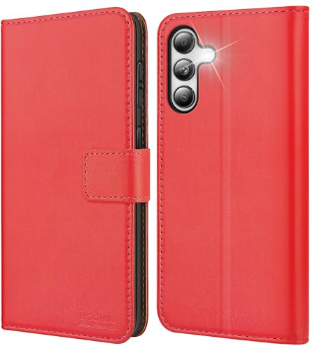 HOOMIL MagFlip Hülle für Samsung Galaxy A04S/A13 5G (Nicht für A13 4G), [Erstklassige Handwerk] Handyhülle Premium Leder Tasche Klappbar Case Schutzhülle - Rot