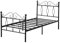 HOMYLIN Single bed metal frame simple modern iron bed,metal bed for teenagers/adults, suitable for bedroom, student dormitory and other multiple scenes, with a unique design of the headboard, Black