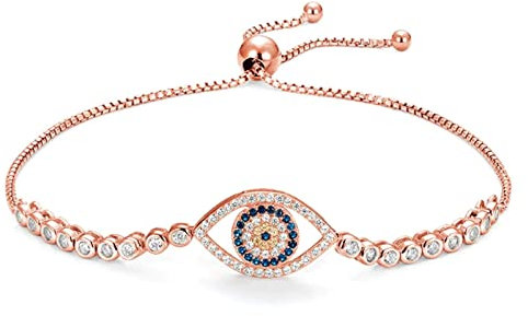 Braccialetti Con Ciondoli In Argento Sterling 925 Per Donna Bracciale Con Occhio Diabolico Blu Cz Tennis Gioielli In Oro E Rosa Regali Per Uomo Catena A Scatola