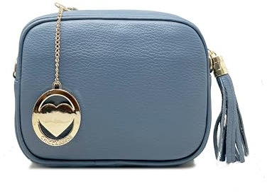 Chicca Borse Tracollina Borsa Donna in Pelle Italiana Trama Dollaro Borsetta a Spalla (Carta Zucchero)