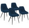 IDMarket - Lot de 4 chaises THALYA en Velours Bleu avec accoudoirs