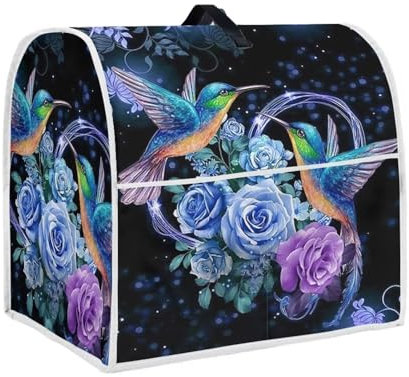 HUGS IDEA Blue Rose Flower Hummingbird Stand Mixeer Cover, Womens Gifts Kitchen Small Appliance Dust Cover Food Mixer Blender Dust Cover with Top Handle