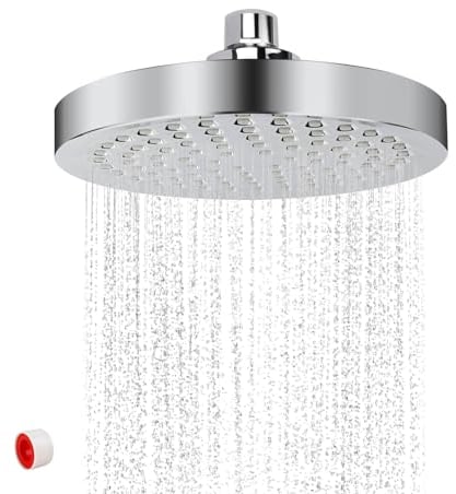 LNSYSNS Tete de Douche, 15 CM Rotation à 360 Degrés Pomme de Douche Haute Pression, Processus de Galvanoplastie Tete de Douche Pluie Livré avec Accessoires D'installation (Argent)