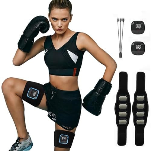 Bauchmuskeltrainer EMS Trainingsgerät Arme Beine, Anzeige des Kalorienverbrauchs Aluminiumblech Muskelstimulator Sicher Effektiv Schneller EMS Trainingsgerät Ganzkörper Muskeltrainer für Männer Frauen