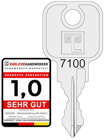 bayesen Ersatzschlüssel passend für MLM EuroLocks BISLEY L&F - Schließung 7001 bis 7500 - für Hebelzylinder Möbelschlösser und Schrankschlösser - Nachschlüssel & Zusatzschlüssel Code [7016]