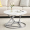 ZZINOKE Table Basse Ronde, Table Basse Aspect Fauxen Marbre avec Cadre en Métal Doré, Table de Salon, Table d'Appoint pour Meubles De Salon,Imitation Marbre Gris, 80 * 80 cm