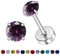 Natürliche Geburtsstein Ohrstecker für Frauen Teenager Mädchen, kleine 3mm CZ Ohrstecker flach zurück Ohrringe, Schraube zurück winzige Ohrringe Ohrstecker (Silber, 2-Amethyst)
