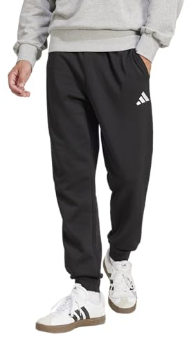 adidas Men's Essentials Feel Cozy Fleece Pants Sweatpants, Black/White, X-Large