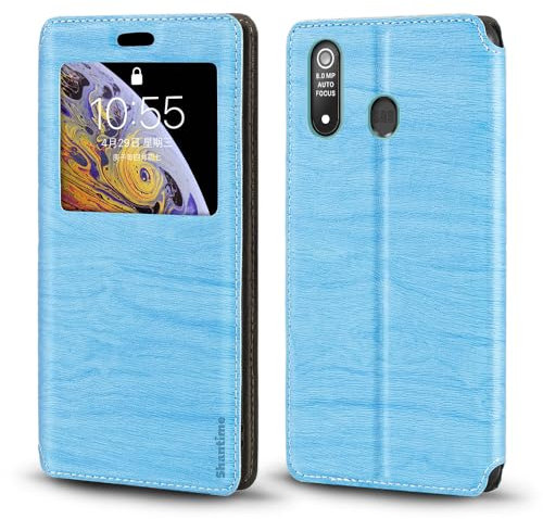 Custodia Flip in Pelle PU con Finestra Visibile e Chiusura Magnetica Invisibile Compatibile con Brondi Amico Smartphone XL Nero, Protezione Totale (Azzurro chiaro)