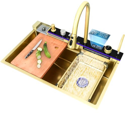 WJYCGFKJ Fregadero Camper con Grifo Cocina, Fregadero Negro Cocina 1 Seno Acero Inoxidable bajo encimera