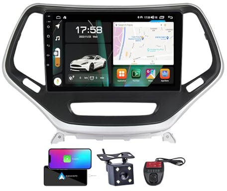 ZZPHKK Android 13 Autoradio für Jeep Cherokee 5 KL 2014-2018 mit Carplay Android Auto, 10 Zoll Auto Stereo Radio mit Carplay Android Auto Bluetooth 5.0 GPS FM/RDS Radio SWC Rückfahrkamera(NF-6)