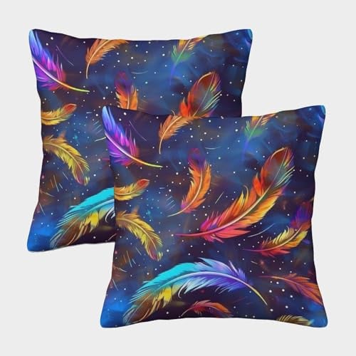 ZHUICHENG Feder Kissen Bezug 2er Set Kissenbezüge Wohnzimmer Kissenhülle Sofakissen Polyester Polster Textil Für Sofa Bett Garten Balkon Kinderzimmer Deko Kissen 50x50cm