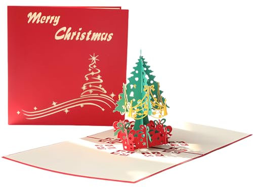 scicent 3D Weihnachtskarten Pop-Up 3D Karte Weihnachten Grußkarte mit Frohe Weihnachten Popup Weihnachtsgrußkarte Geschenkkarte mit Umschlag für Freunde der Familie - 20942