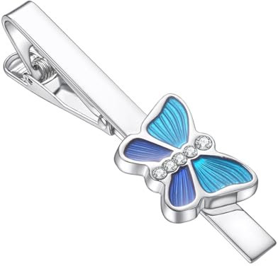 RunootPR Argenté Pince à Cravate Personnalisé Papillon Clip à Cravate Accessoires pour Hommes Cadeau Anniversaire Fête Des Pères
