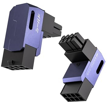 EZDIY-FAB Shield Serie 8-Pin PCIe GPU Power Adapter,90-Grad-Winkelstecker,Aluminium Design für Grafikkarten-Standard Typ,Lila-2 Pack