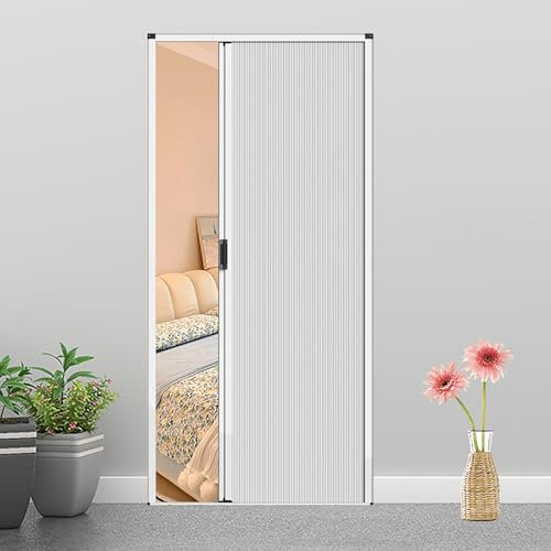 Dailify Falttür Ohne Bohren Verdunkelungs-Falttür, Schiebetüren Zur Raumtrennung Zwischen Bad und Schlafzimmer, Aluminiumlegierung und Vlies Falttüren(80x80in (203x203cm))