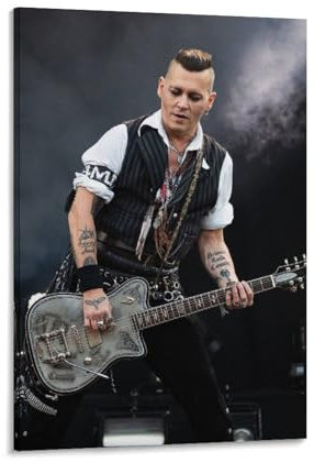 KPOKAHT Johnny Depp Gemälde auf Leinwand, Motiv: Gitarre, Poster, Rollbild, Wanddekoration, Heimposter, 40 x 60 cm