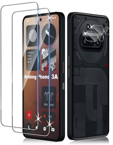 Liilaa Protector de Pantalla para Nothing Phone (3a), 2 Piezas Cristal Templado y 2 Piezas Protector de Lente de Cámara, Anti Arañazos Dureza 9H Vidrio Templado