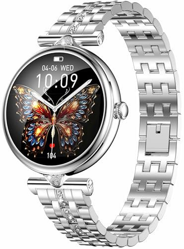 findtime smartwatch donna Diamond lusso orologio da polso con funzione telefonica/frequenza cardiaca/ciclo mestruale/IP68 impermeabile Android iOS orologio fitness argento