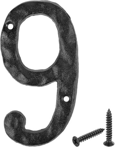sourcing map House Address Number, 5.5 Inch Cast Iron Vintage Wall Number 9 Outside Numbers for Home Street Office Mailbox Sign, Black