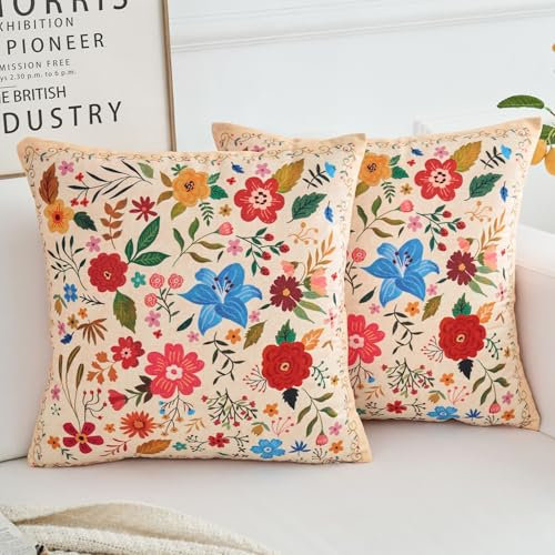 HZYKDWD Set mit 2 dekorativen Kissenbezügen, 50 x 50 cm, Boho, Ethno-Stil, Vintage, dekorative Kissenbezüge, 50 x 50 cm, doppelseitig, bedruckt, für Haus, Sofa, Wohnzimmer, Schlafzimmer