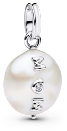 PANDORA Anhänger aus Sterlingsilber, Anhänger mit weißer Süßwasser-Zuchtperle und klarem Zirkonia, One size, Silberfarben