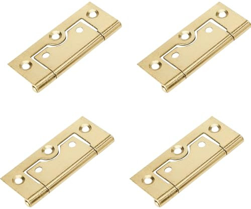 4 Pcs Brass Flush Door Hinges 60mm (2.1/2 inch) Heavy Duty Non-Mortise No Noise Bifold Door Hinges for Internal External Doors Cupboard Cabinets
