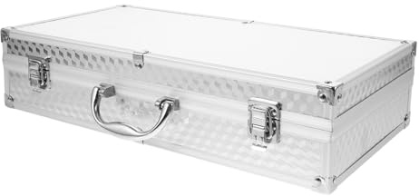 OFFIGAM Tragbarer Handmikrofone mit 2 Fächern and für Stoßfester Kabellose with Aluminium Mikrofonkoffer Schwamm und Elegantes Silbernes Metallgehäuse für Sicheren Schutz