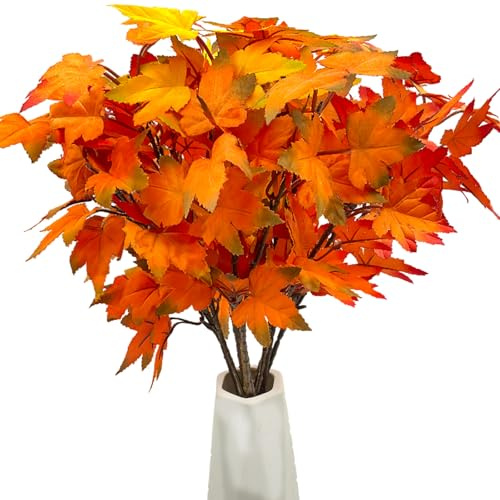 Jadeunm 6 Bündel Herbstblumen Künstlich Herbstdeko, Kunstblumen Herbst Ahornblätter Herbstblätter Künstliche Zweige Blätter Herbststrauß Herbstzweige Herbstpflanzen für Herbst Tischdeko