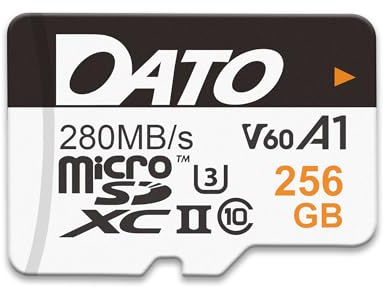 DATO 256GB Lightning microSD Karte UHS-II A1 C10 U3 V60 Full HD 4K bis zu 280/180 MB/s microSDXC Speicherkarte für Handys Kameras Tragbare Spielgeräte