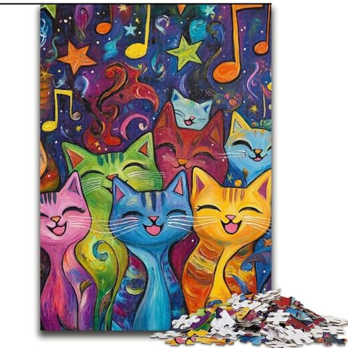 Rompecabezas de Madera de 1000 Piezas con diseño de Gato Abstracto, 50x75cm, para Adolescentes, Ideal para Jugar en Familia y como Regalo para estimular el Cerebro