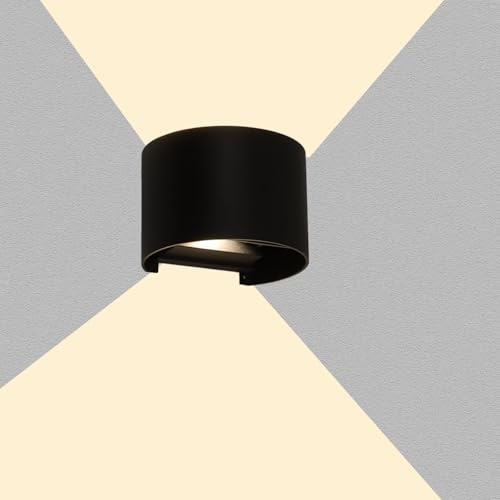 MULANDI LED IP54 Aluminium Wandleuchten Innen/Außen 4.5W 850LM 4000K Warmweiß Wandlampe Innen Auf/Ab Einstellbarer Lichtstrahl Aussenlampe Wand Aluminium Druckguss Anthrazit für Garten,Terrasse,Flur