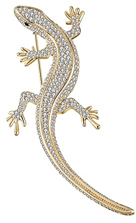 Kristall-Strass-Eidechsen-Brosche, Salamander-Anstecker, Gecko, niedlicher Vintage-Schmuck, Goldfarbene Broschen