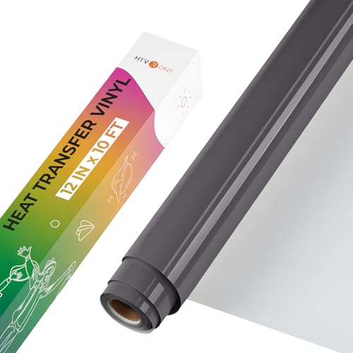 HTVRONT Heat Transfer Vinyl, Dark Grey HTV, 12 x 10FT HTV Vinyl Roll | Dark Grey Iron on Vinyl for T-Shirts, Heat Transfer Vinyl for All Cutting Machines, Easy to Weed for Heat Transfer Design
