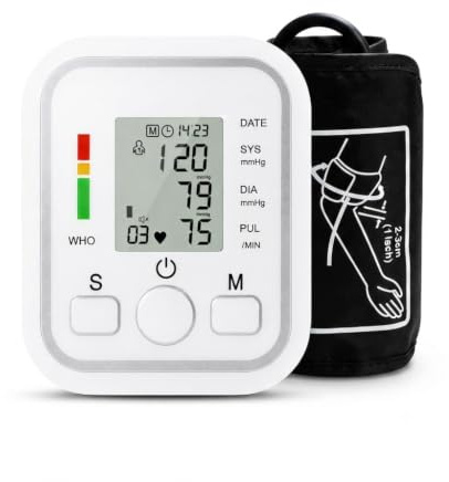 Blood Pressure Monitors Large Cuff Size 22cm to 46cm - Blood Pressure Machine with Cuff for Upper Arm - Heart Rate Hypertension Monitor for Home Use (White)