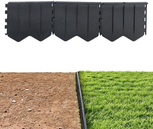 Kunststoff Rasenkante schwarz 10 Meter - 68 Stück | Beeteinfassung flexibel, Stecksystem, Für Blumenbeet Gemüsebeet Gartenweg, Beetumrandung Gartenpalisade
