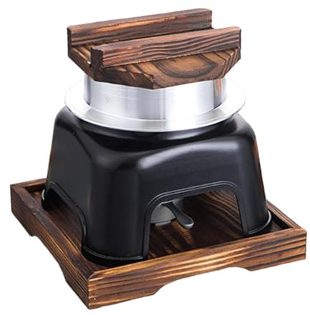 PIXZCSA Juego de olla arrocera japonesa con tapa y bandeja de Para madera. Calentamiento eficiente y cocción estable. Juego de olla arrocera con tapa y, Negro, pequeño