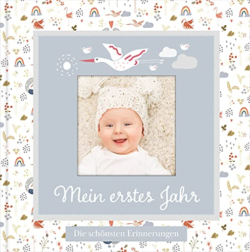 Babyalbum mit Fensterausschnitt für das 1. Lebensjahr zum Eintragen der schönsten Momente und Erinnerungen mit Platz für Fotos | genderneutral für Jungen und Mädchen